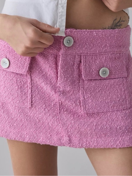 Kimchi Blue Dresses & Skirts - Pink Tweed Mini Skirt Skort with Pockets